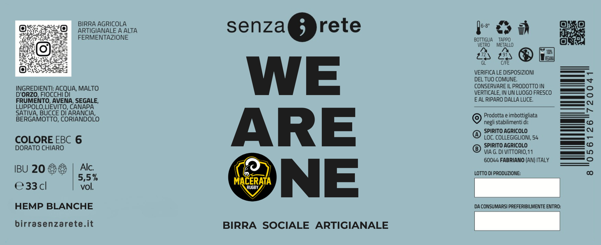 Etichetta personalizzata con la scritta We are one